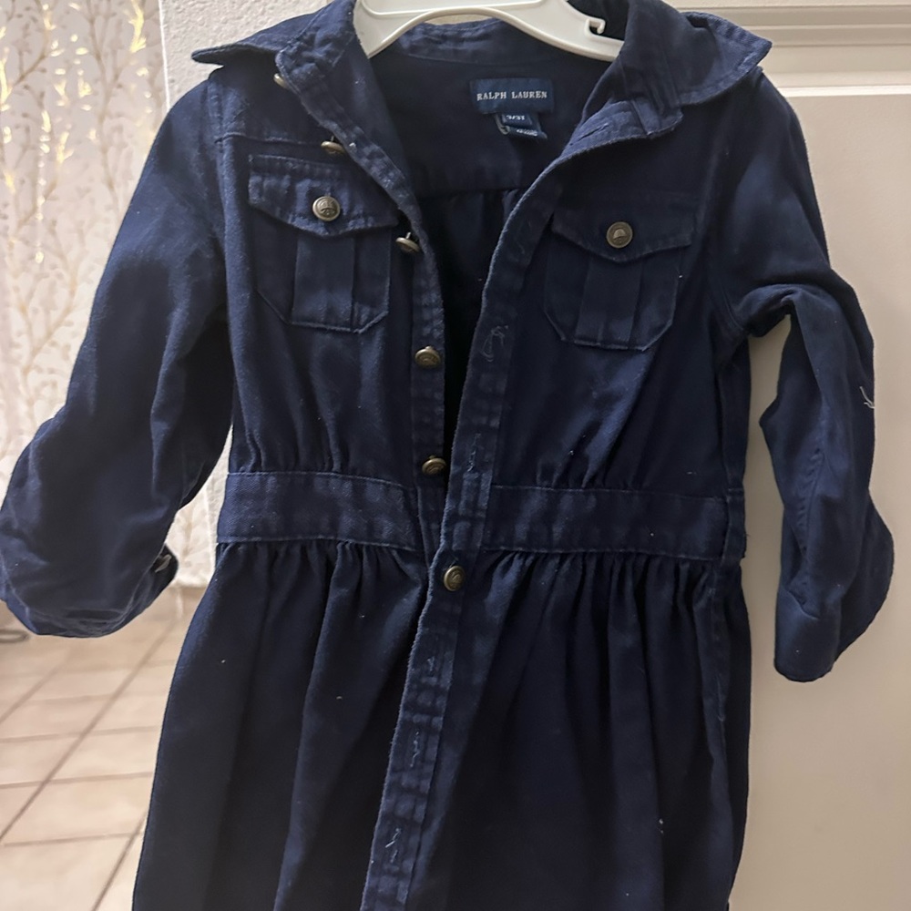 Ralph Lauren Navy Button-Front Denim Jacket Dress